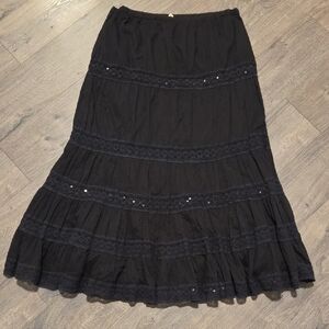 Tiara Tiered Sequined Maxi Skirt Flaws